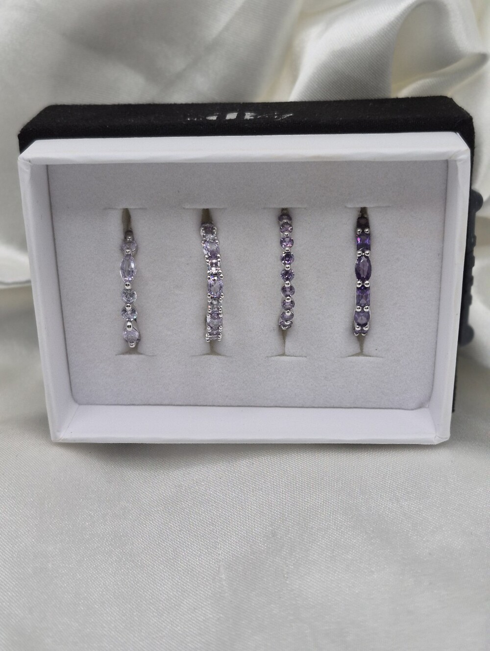 BOMB PARTY LUXE BANDS (4) Rhodium Finish. Stackable Purple